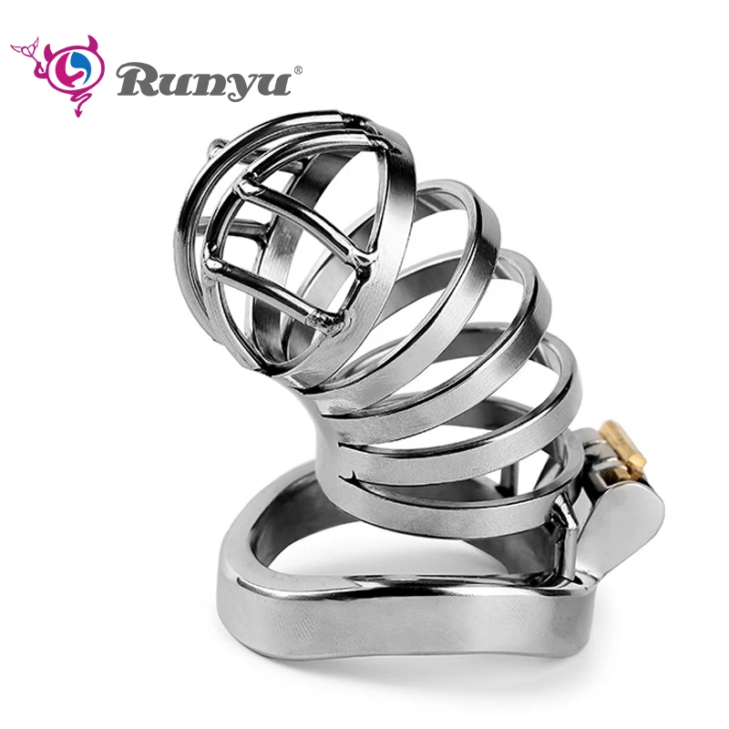 Runyu Stainless Steel Metal Urethra Chastity Lock Penis Bondage Adult Men'S Chastity Cage Cock Restriction SM Abstainer Sextoys