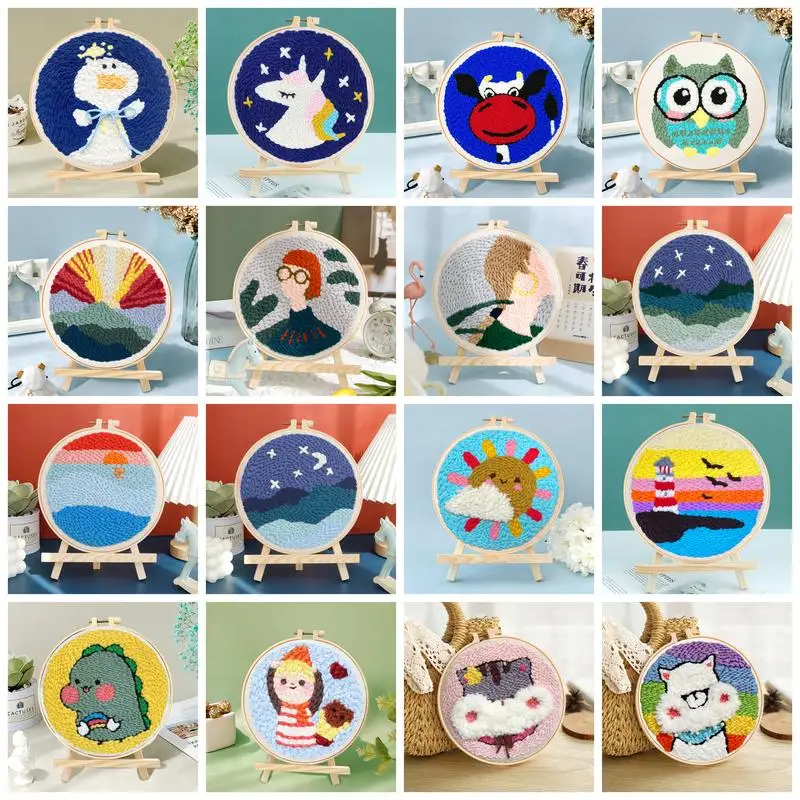 Ruopoty Punch Needle vyšívacia súprava s priadzou pre začiatočníkov Easy DIY vyšívanie ručný výcvik domáci výzdoba ihla Craft vyšíva