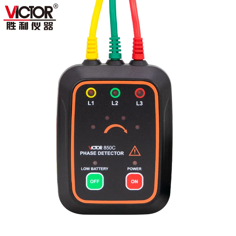 Ruoshui 850C Nekontaktný trojfázový detektor sekvencie AC 1000V 300MVA meraný negatívny/pozitívny fázový tester