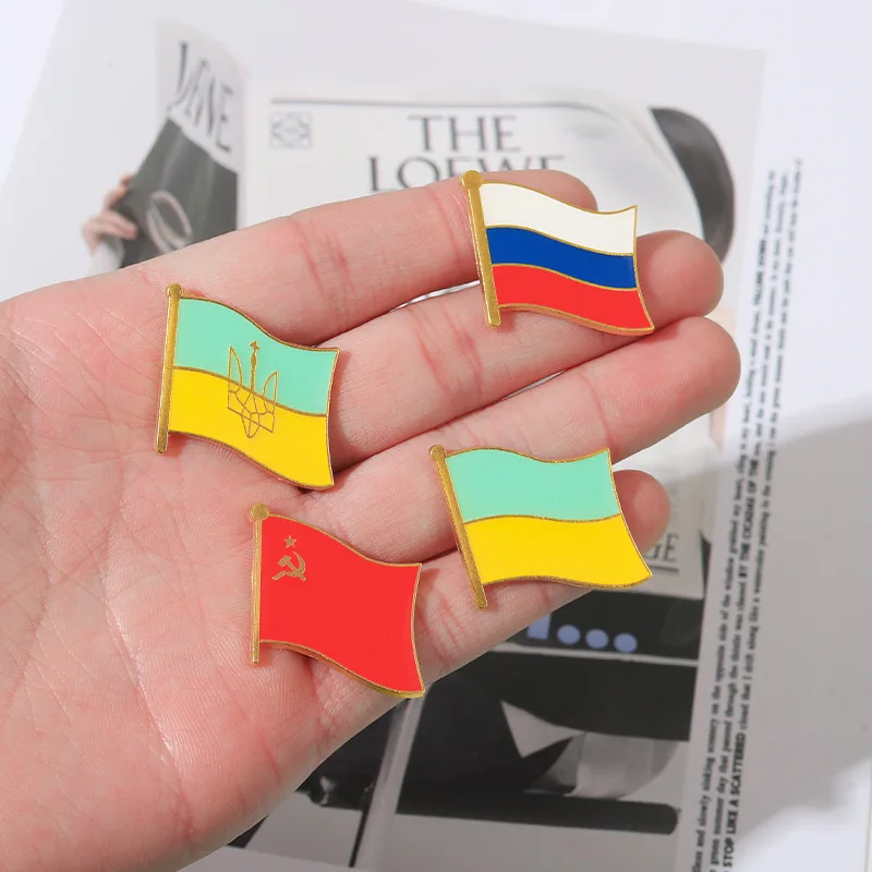Rusko a ukrajinská vlajka Pins New Metal Flag Party Oznaky Zinc zliatiny brošne