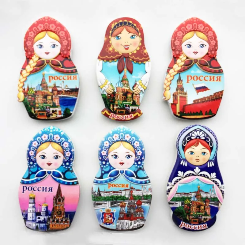 Rusko chladničky Stužby Moskva Turistické suveníry Matryoshka Doll Fridridge Magnets Domáce dekorácie narodeniny darčeky Foto nástenné nálepky