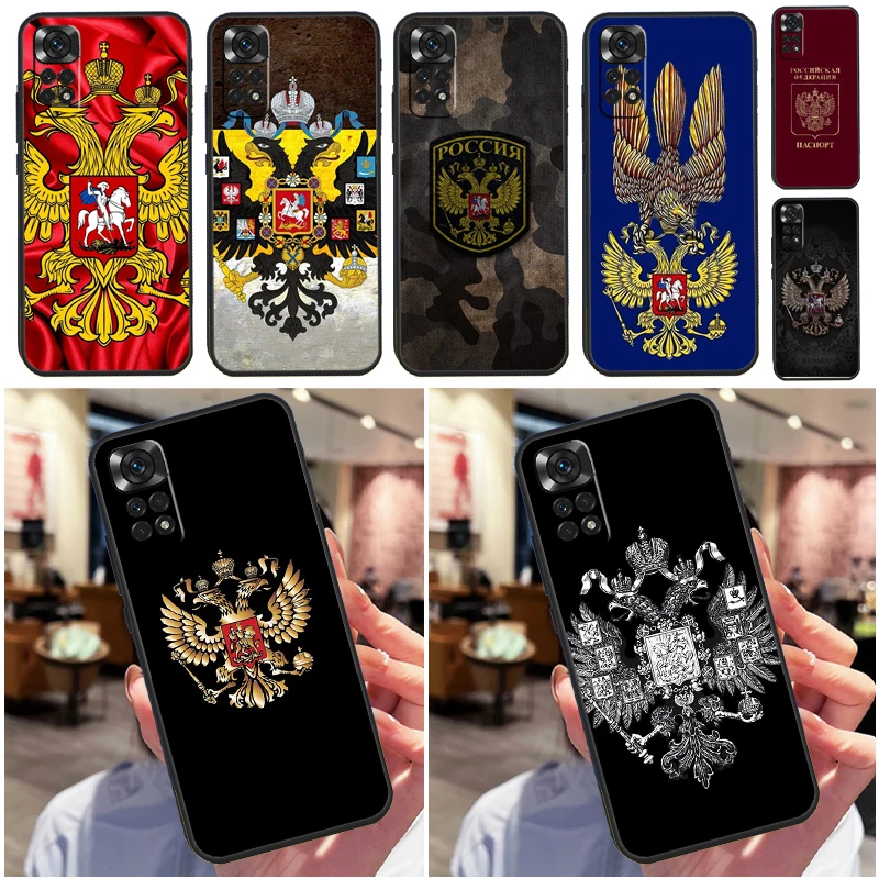 Rusko Coat of Arms Eagle Flag puzdro pre Xiaomi Redmi Note 11 Pro 11S 8 9 12 10 Pro 10S 9s Redmi 9 10 12c 9c 10c zadný kryt
