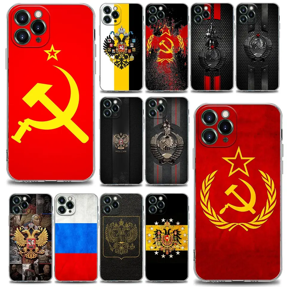 Rusko Coat of Arms Vintage CCCP Flag Puzdro pre iPhone 15 11 11 13 14 Pro Max xs x 8 7 plus SE 2020 Clear Soft Shell Covers