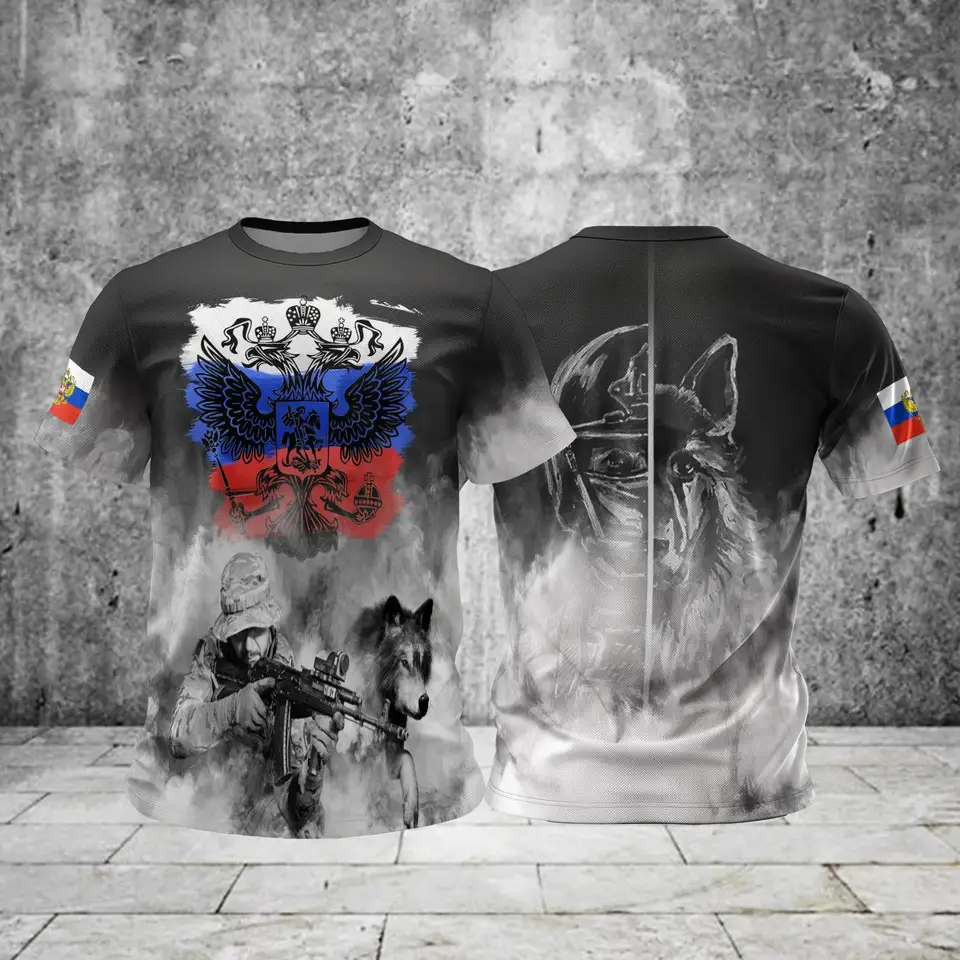 Rusko mužské tričko Vojenské vzory 3D tlač príležitostné tričko O-krk Mužské oblečenie módne móda Streetwear krátke rukávy