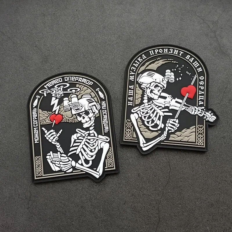 Ruská lebka Poznámka Patch PVC Silikone Armband Špeciálna vojenská batohová nálepka 3D légie Morálky odznak a logo slučky