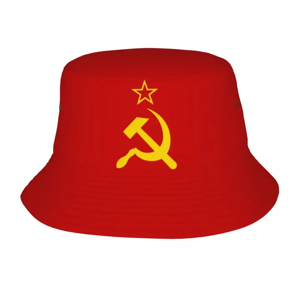 Ruská sovietska vlajková vlajka Klobúky Unisex USSR Hammer a Strucle CCCP letné pláž Sun Ussr Hammer a kosák