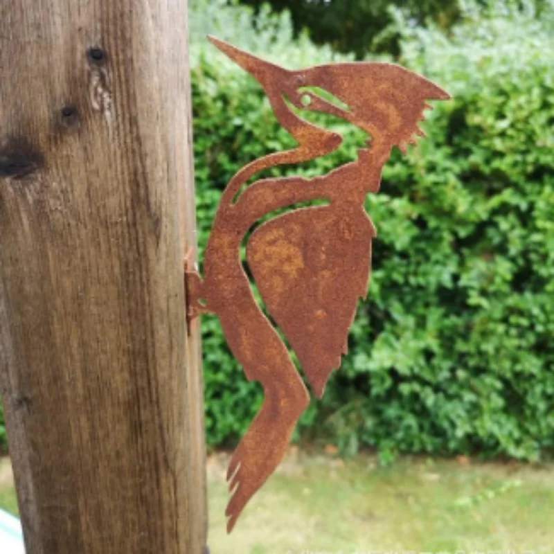 Rusty Metal Bird Silhouettes Záhradný plot dekor DECON WOODPECKER Záhradnosť Country Robin Art Metal Yard Dekorácie