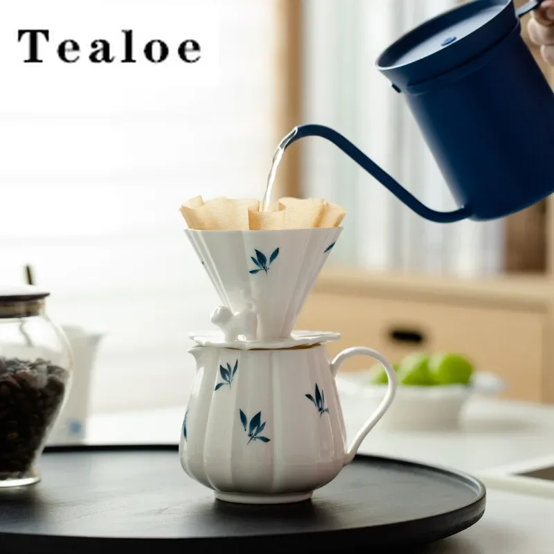 Ručne maľovaný motýľový orchideový kávový kužeľ tvar odkvapkávacie ručné varenie kávy Filvok šálka kávu Kávu nalejte na hrnčeky barista