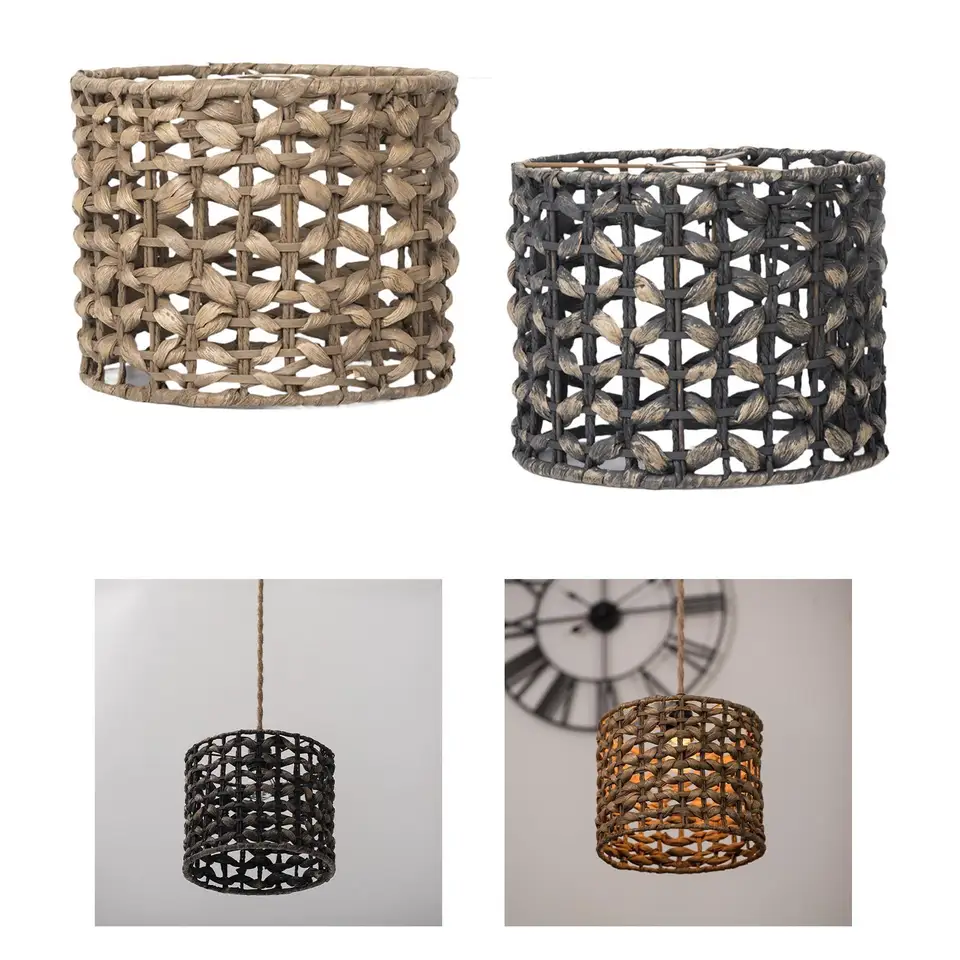 Ručne tkaná lampa tieň stropný ventilátor žiarovky Cover pre spálne Farmhouse Cafe
