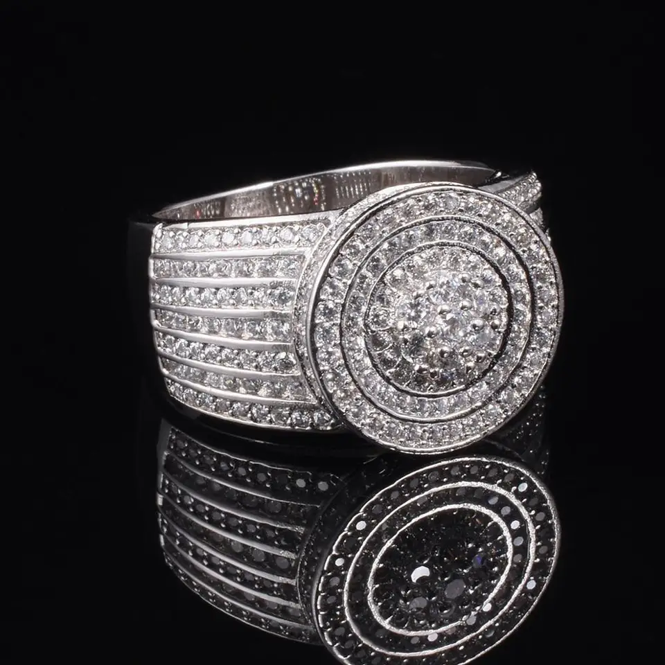 Ručne vyrobená svadobná dlaba 360ks diamantový prsteň šperky luxusný biely zafír 925 Sterling Silver Rings for Women Men Darček