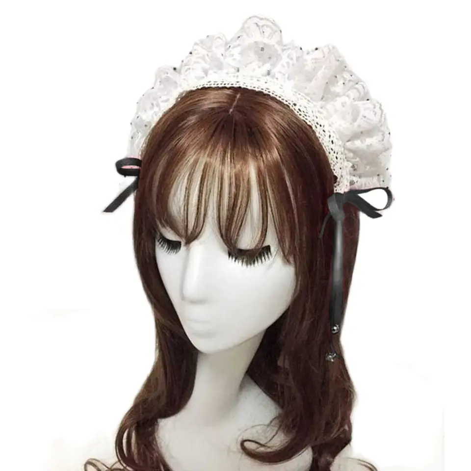 Ručne vyrobené lolita doplnky Hlavná kliečka sladké čipkové vlasové ozdoby japonské lolita vlasy doplnky slúžka Maid pokrýv