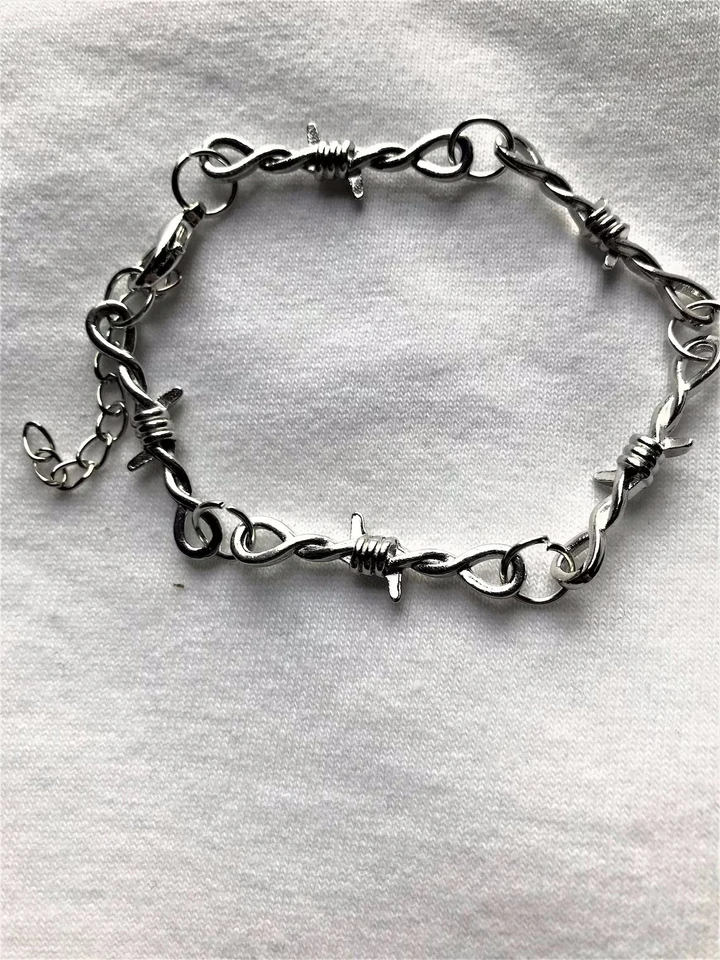 Ručne vyrobený ostnatý drôt strieborný náramok emo goth cool módne rockové tetovanie nervózne