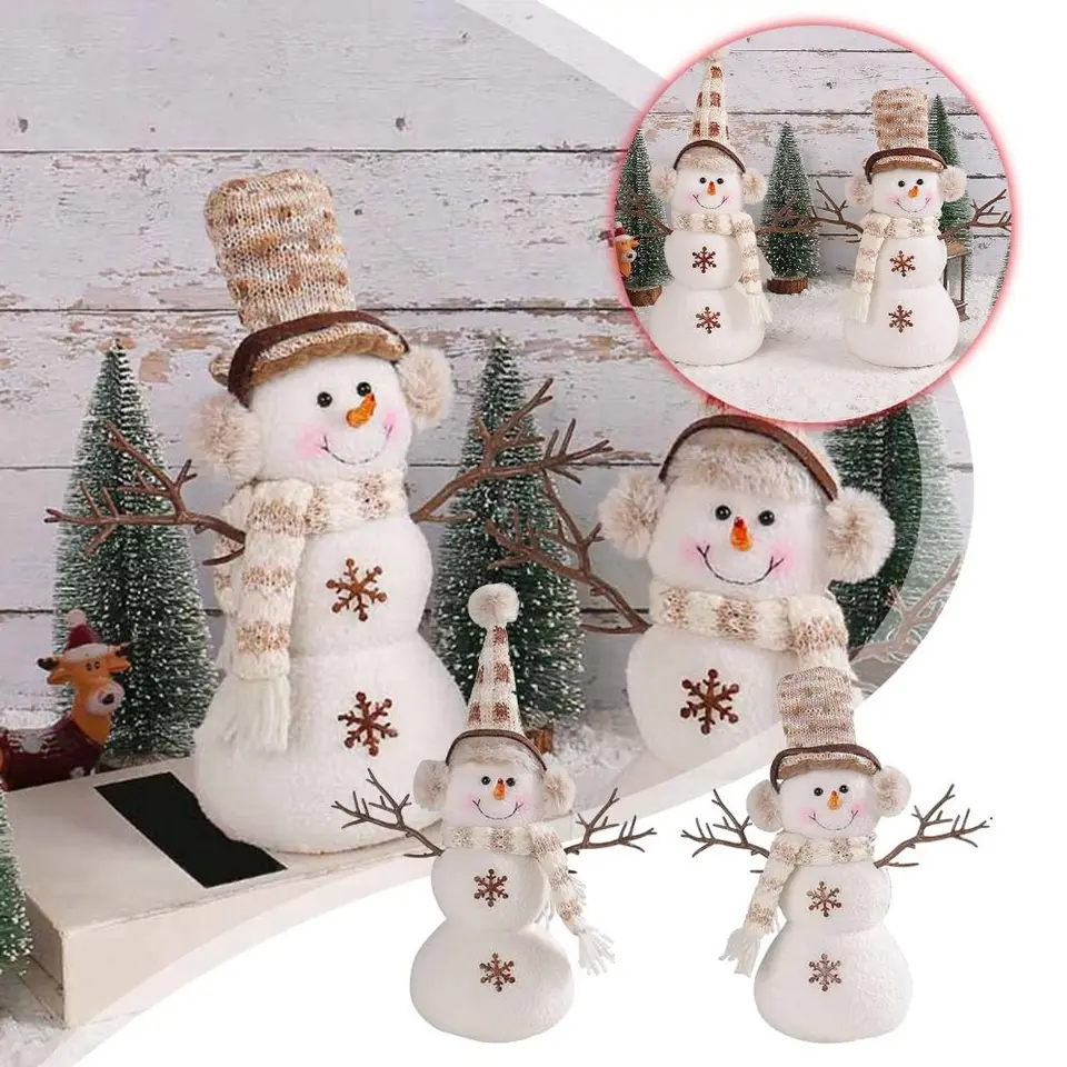 Ručne vyrobený vianočný krátky klobúk snehuliak Doll Doll Cute Opakovateľný vianočný snehuliak dekorácia umývateľná snehuliak Doll Desktop Ozdobia