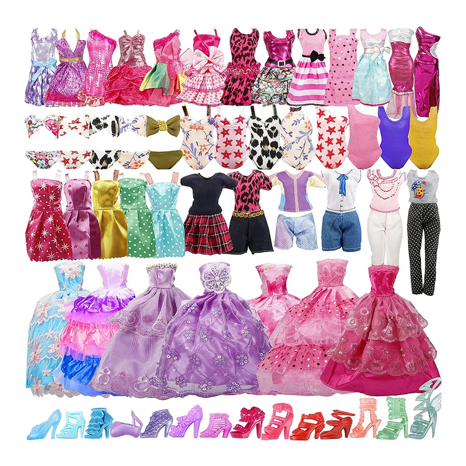 Ručne vyrábané bábiky vysoké podpätky mini plavky Svadobné šaty Dresseshandbag Outfit