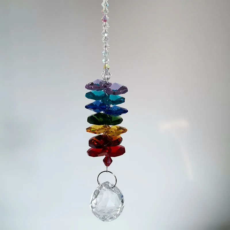 Ručne vyrábané dúhové krištáľové korálky čakry garland suncatcher fazet gall hranol prívesok luster