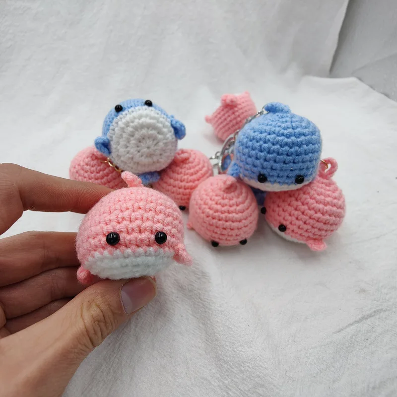 Ručne vyrábané háčkované detské veľryby prívesok pletená bábika vlna prívesok Key Chain pár Darče