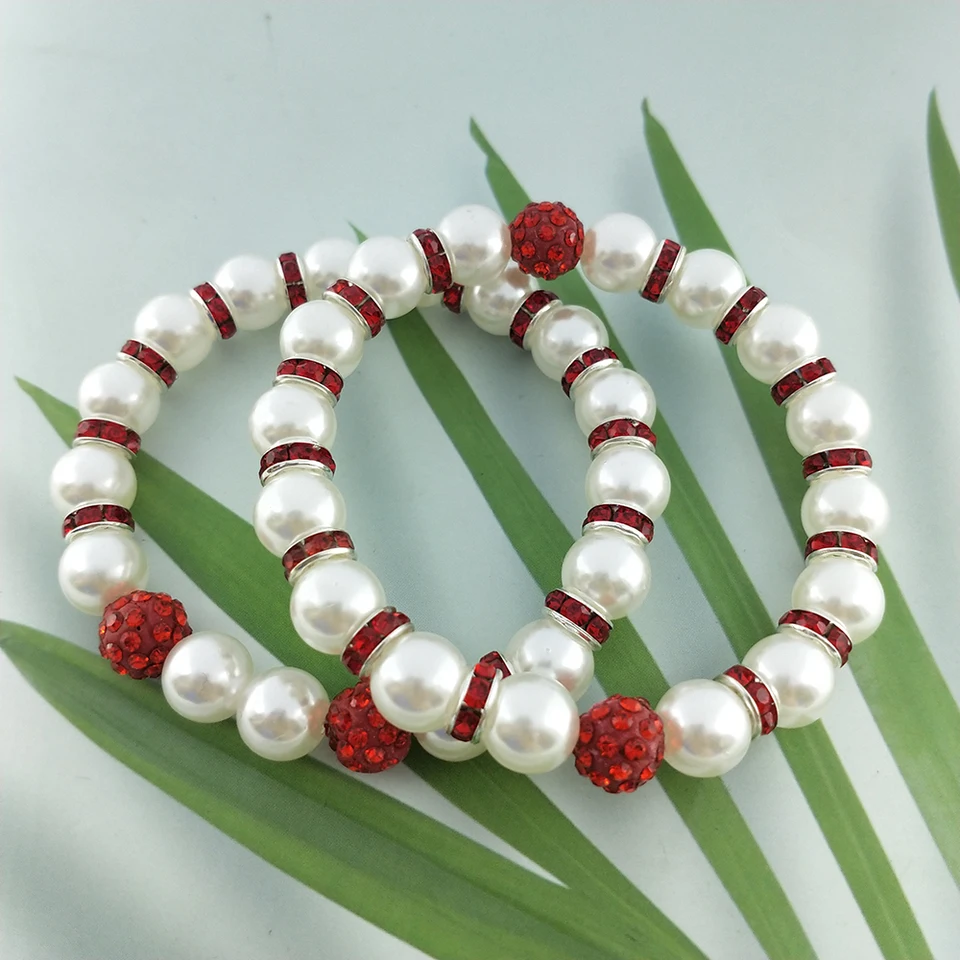 Ručne vyrábané nové elastické biele červené korálky grécke spolužitie prvé milostné dámske náramky