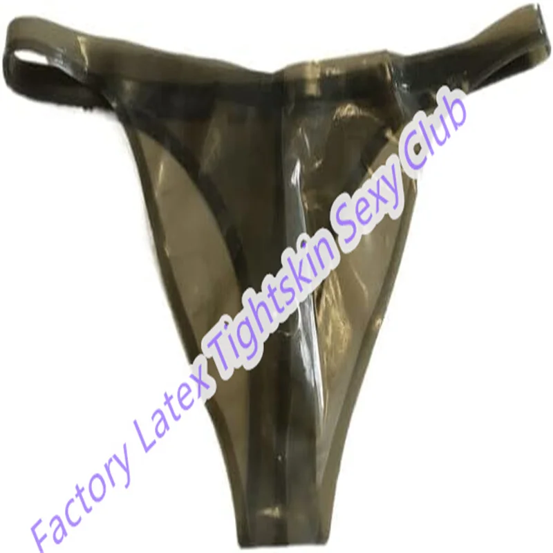 Ručne vyrábané sexy priehľadné čierne mužské fetiš latex T-back tanga predný rozkrok 3D krajčír gumy spodná bielizeň