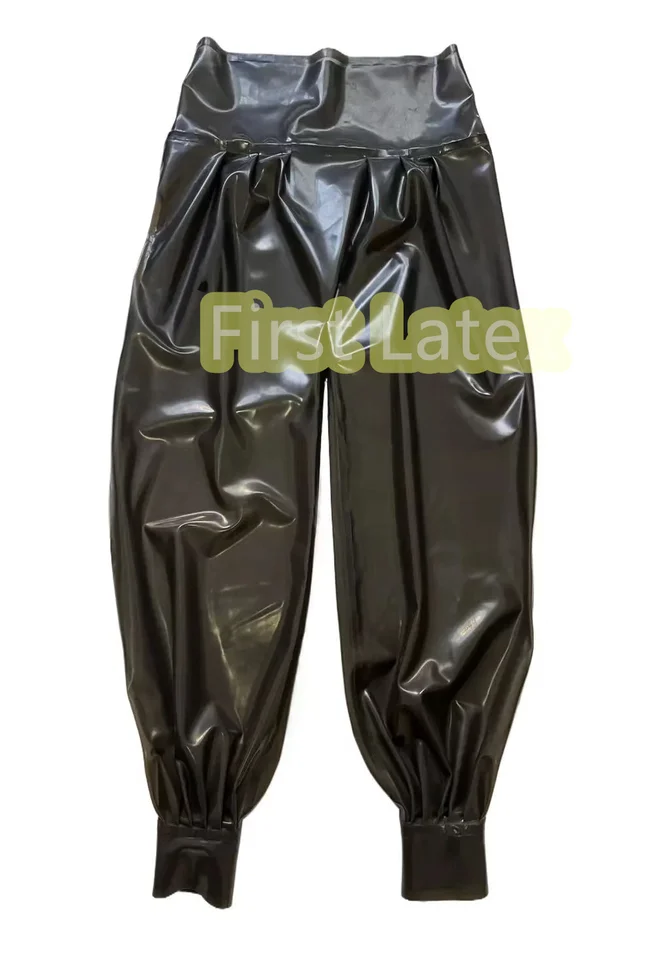 Ručne vyrábané ženy Prírodné latexové gumové nohavice latex harémové nohavice Lantern nohavice kvitnúce dámske gumové nohavice na strechewear