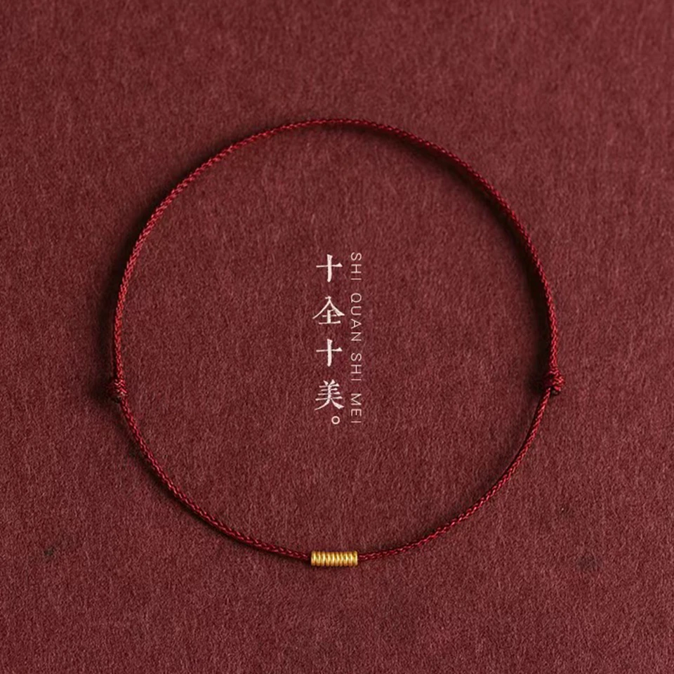 Ručne vyrábaný mini 10 korálikov Red String Náramok pre ženy