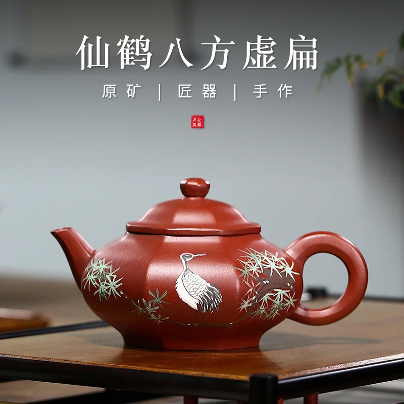 Ručne vyrábaný čajník Zisha, ručne vyrábaný hrniec, Kung-fu čajovník, fialové hlinené pitie pre Puer Green Black Chinese Tea