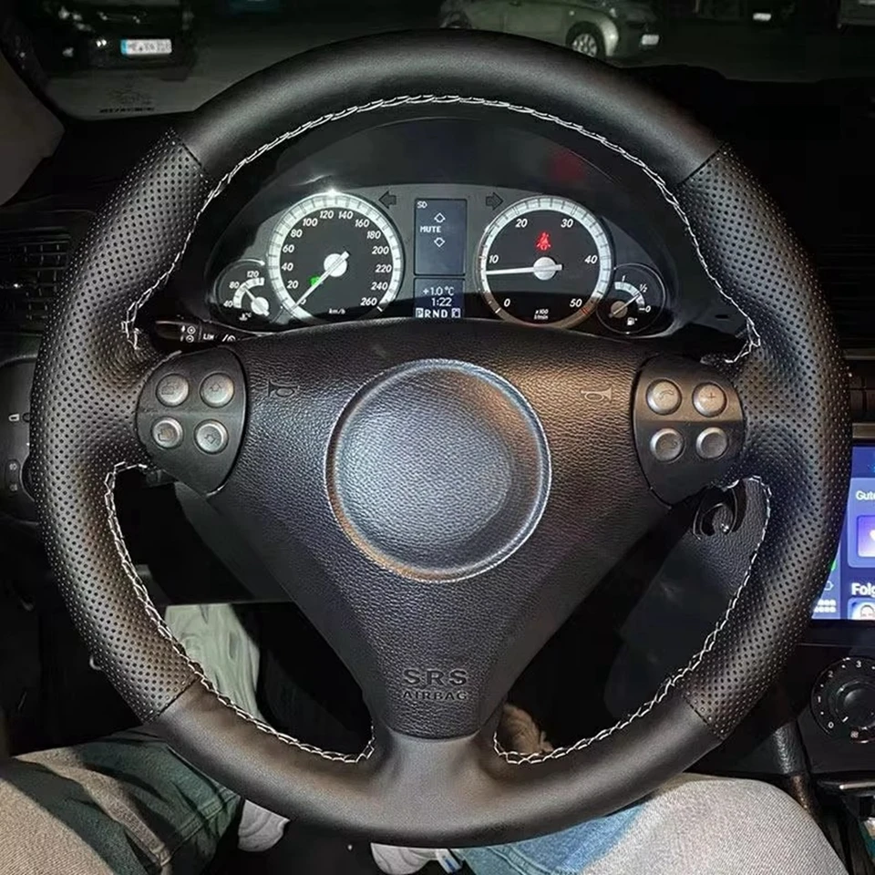 Ručne šité pokrytie volantu z mikrovlákna pre mikrovlákno pre Mercedes Benz C SLK trieda W203 R171 2004-2008 puzdro volantu