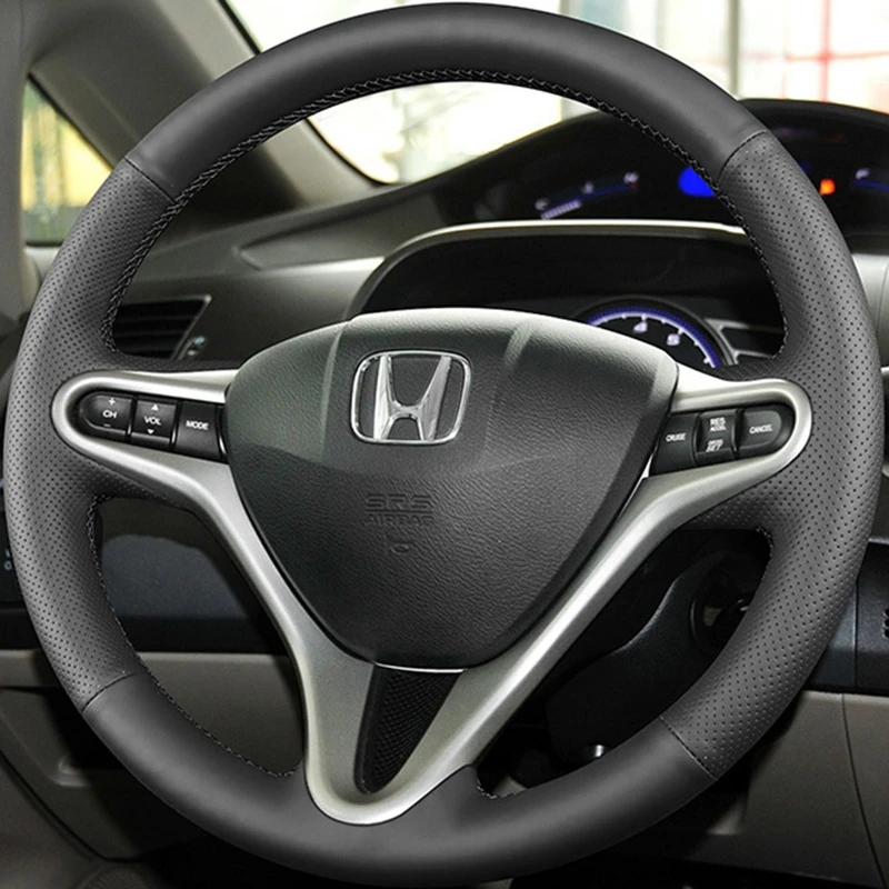Ručne šité čierne originálne kožené auto na volant Conser pre Honda Fit 2009-2013 City 2009-2013 Jazz 2009-2013 Insight 2010