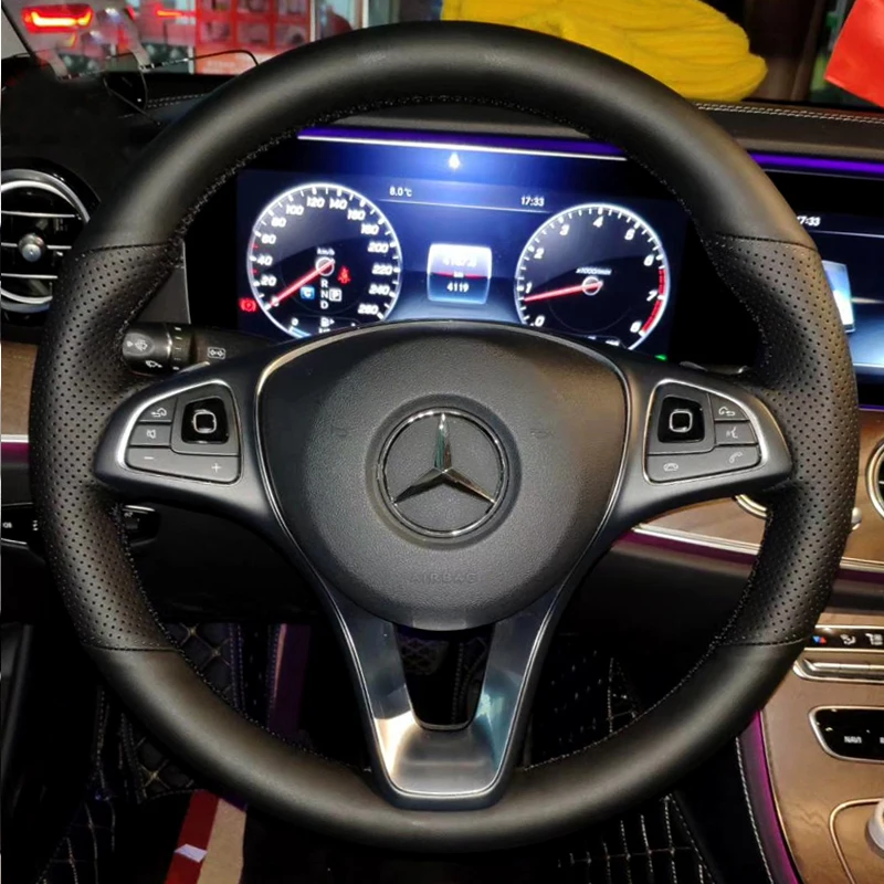 Ručne šmykľavé čierne čierne kožené auto na volant pre volant pre Mercedes-Benz Vito III (W447) 2015-2020 Automatické diely