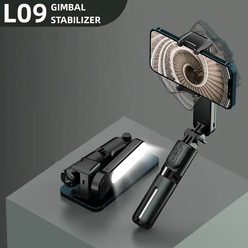 Ručné gimbal stabilizátor selfie stick l09 držiak mobilného telefónu Bluetooth nastaviteľný výplň Svetelný selfie stojan pre iPhone/xiaomi