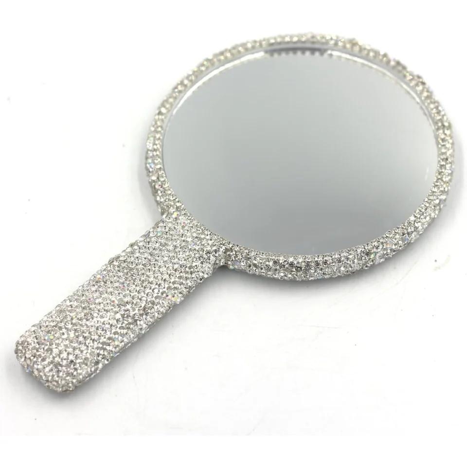 Ručné zrkadlo kamienok - bling zrkadlo s oslnivými kamienkami, ideálne na make -up a dekoráciu - darček pre ženy a dievčatá