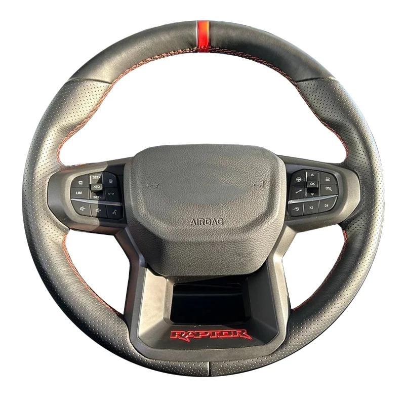 Ručné šité auto na volant Cover Wrap pre Ford Ranger Raptor T6.2 2022 2023 2024