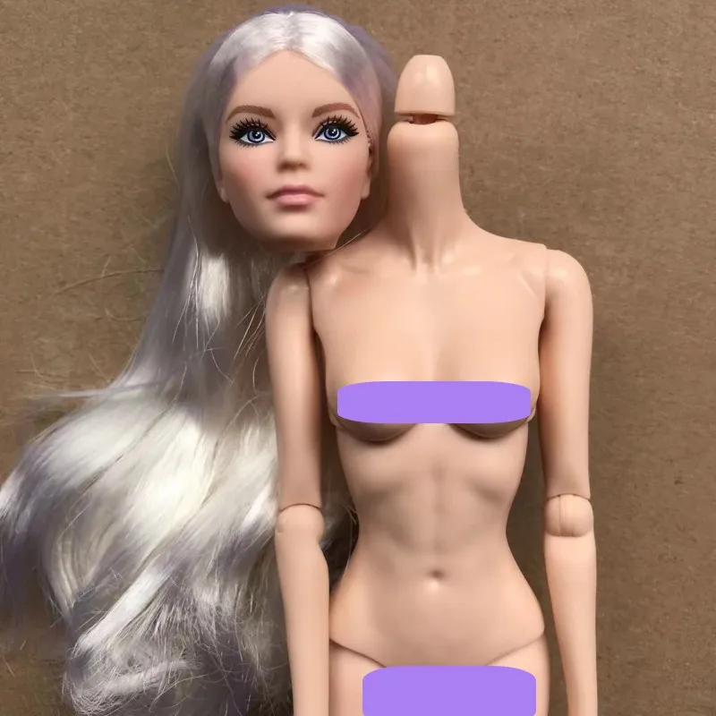 Ružová biela vzhľad bábiky Biele dlhé vlasy hlavy hračka ružová biela pokožka Doll Hlava Mengf kĺby Doll Body Girl Collection Hračky