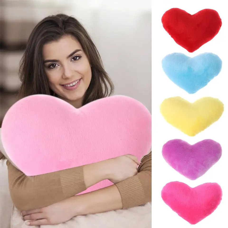 Ružová farebná valentínka Deň domáci dekoratívny tvar srdca plnený vankúš mäkký vankúš srdcový plyšový vankúš