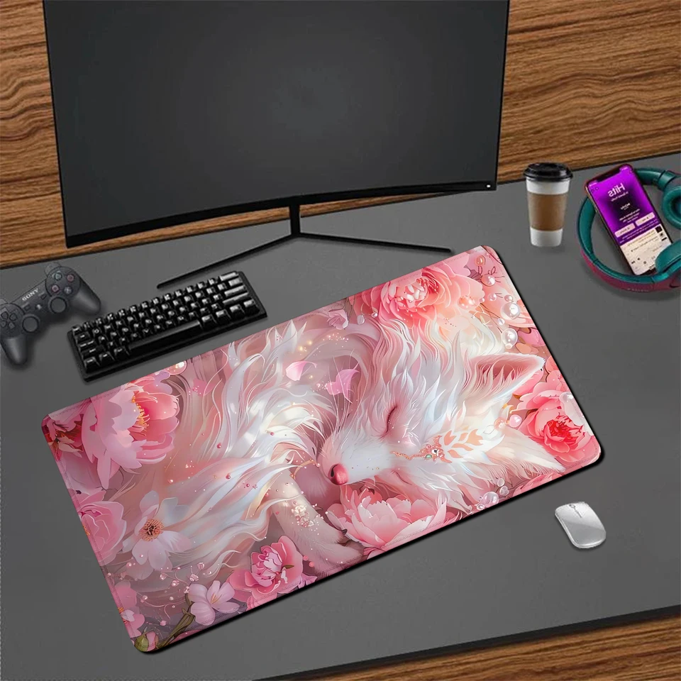 Ružová ospalé líšky myš Pad kawaii roztomilé herné kancelárie myši