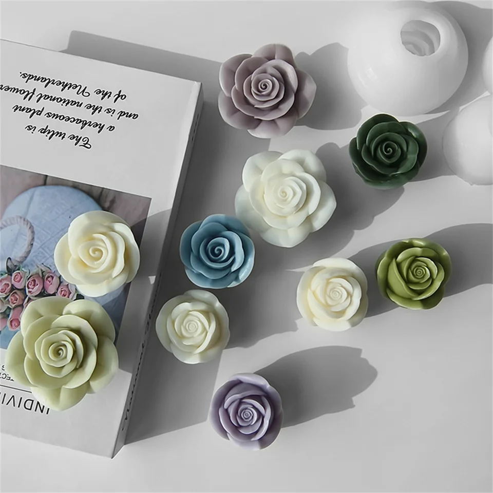 Ružové kvetinové sviečky silikónové plesne aromaterapeuta aromaterapeuta mydlovej mydlovej pletičko Valentines Day pre remeselnícke remeslá ručne vyrábané sviečky na výrobu 3D