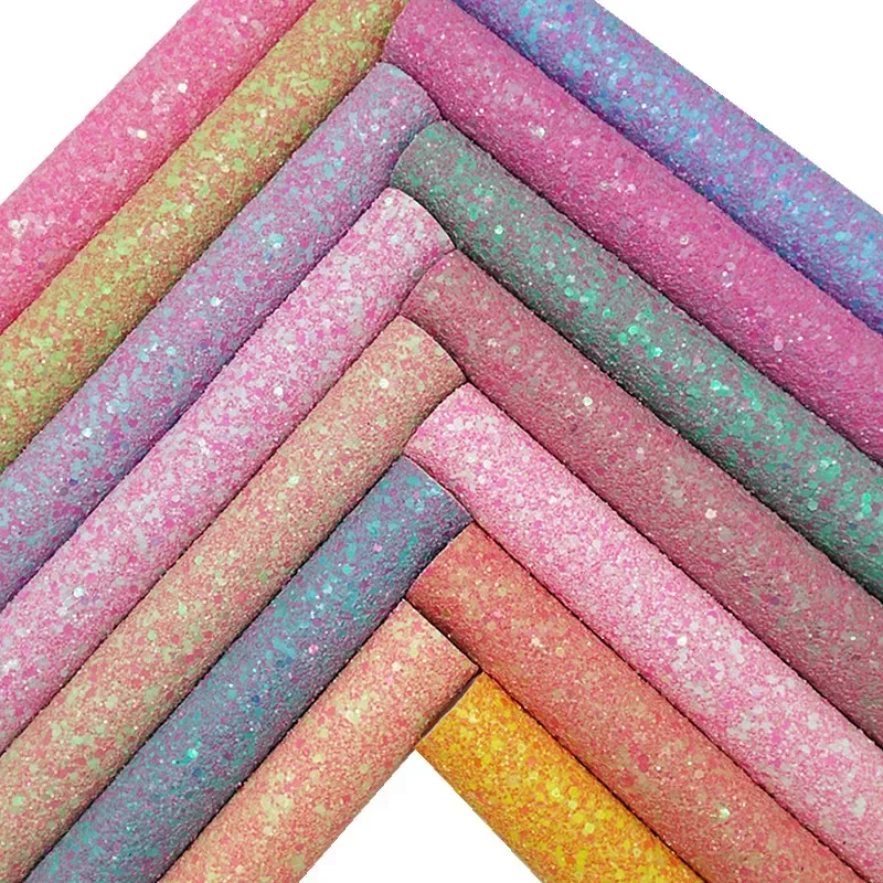Ružové zmiešané robustné trblietavé kožené trblietky faux vinylová tkanina s plstenými trblietavými koženými plachtami pre luk 21x29cm gm5203c