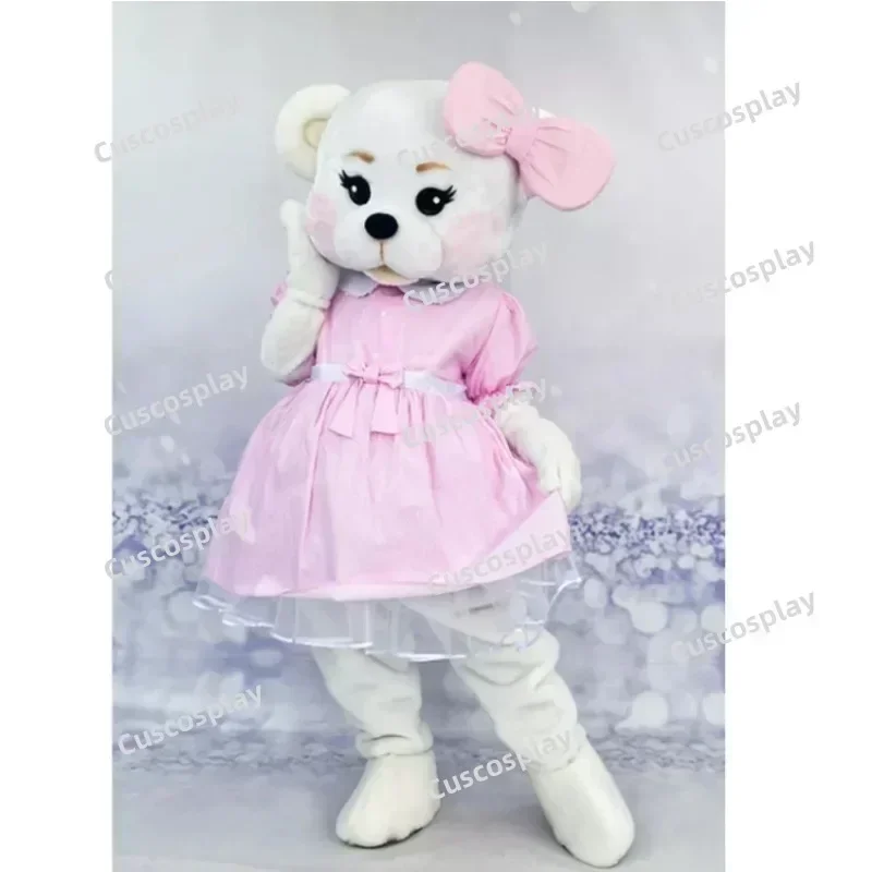 Ružové šaty Teddy Bear Mascot kostým anime cosplay cosplay biely medveď halloween karnevalový večierok podujatia anime dospelý vianočný darček