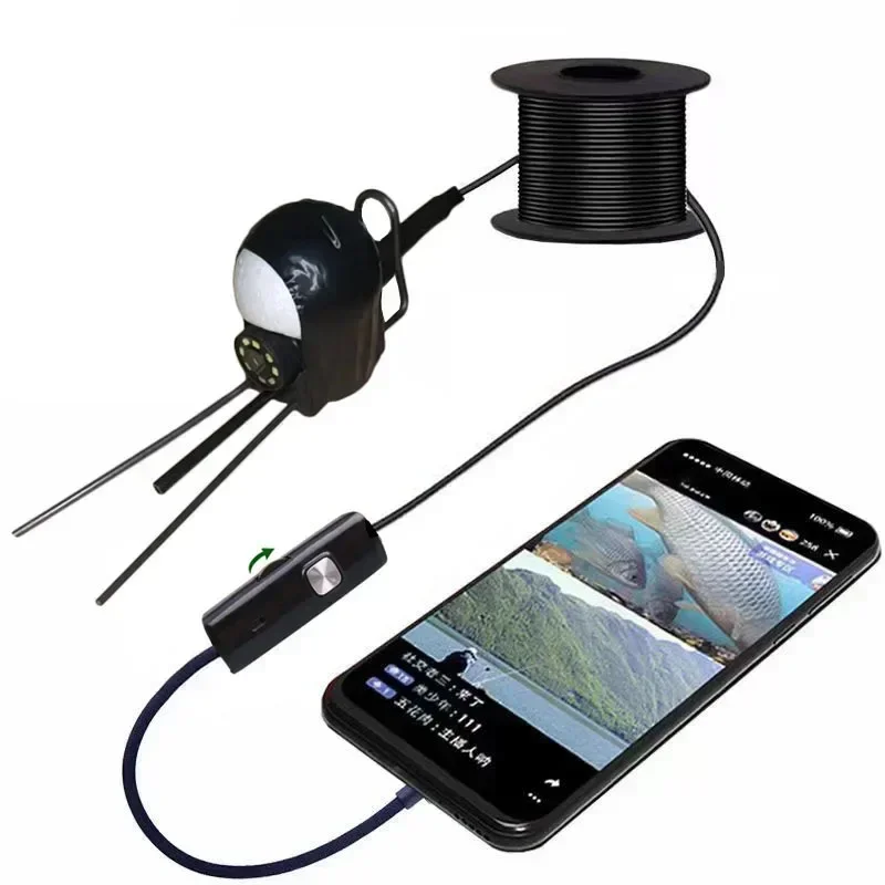 Rybia fotoaparát s podvodnou kamerou 5 mega-pixelov IP68 nepremokavý ľadový rybolov Endoskop Camera USB TYP-C Android BORESCOP FILDER FILDER