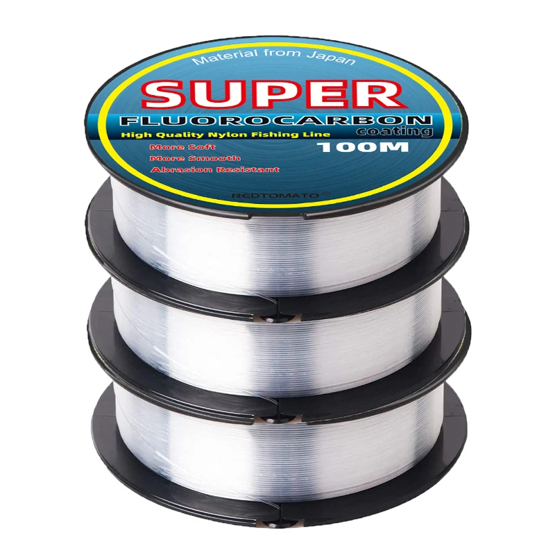 Rybárska linka potiahnutá fluórovanými uhlíkmi Redtomato 100 metrov super silná monofilament nylon rýchlo klesajúci