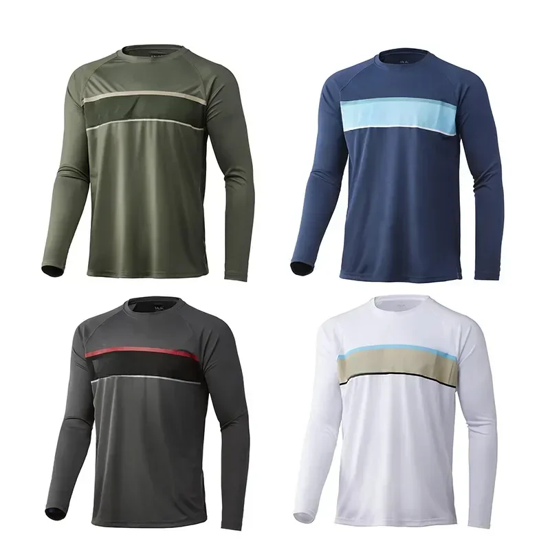 Rybárske košele s dlhým rukávom UV ochrana muž vonkajšie letné maskovanie vlhkosti Wicking Jersey Rybársky odev