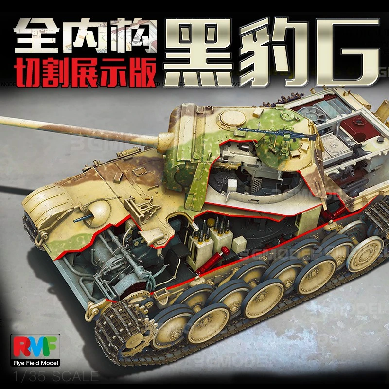 Ryefield Model Úplný interný RM-5019 Zostavujúci nádržový model súprava nemeckého panteru G Stredná nádrž 1/35