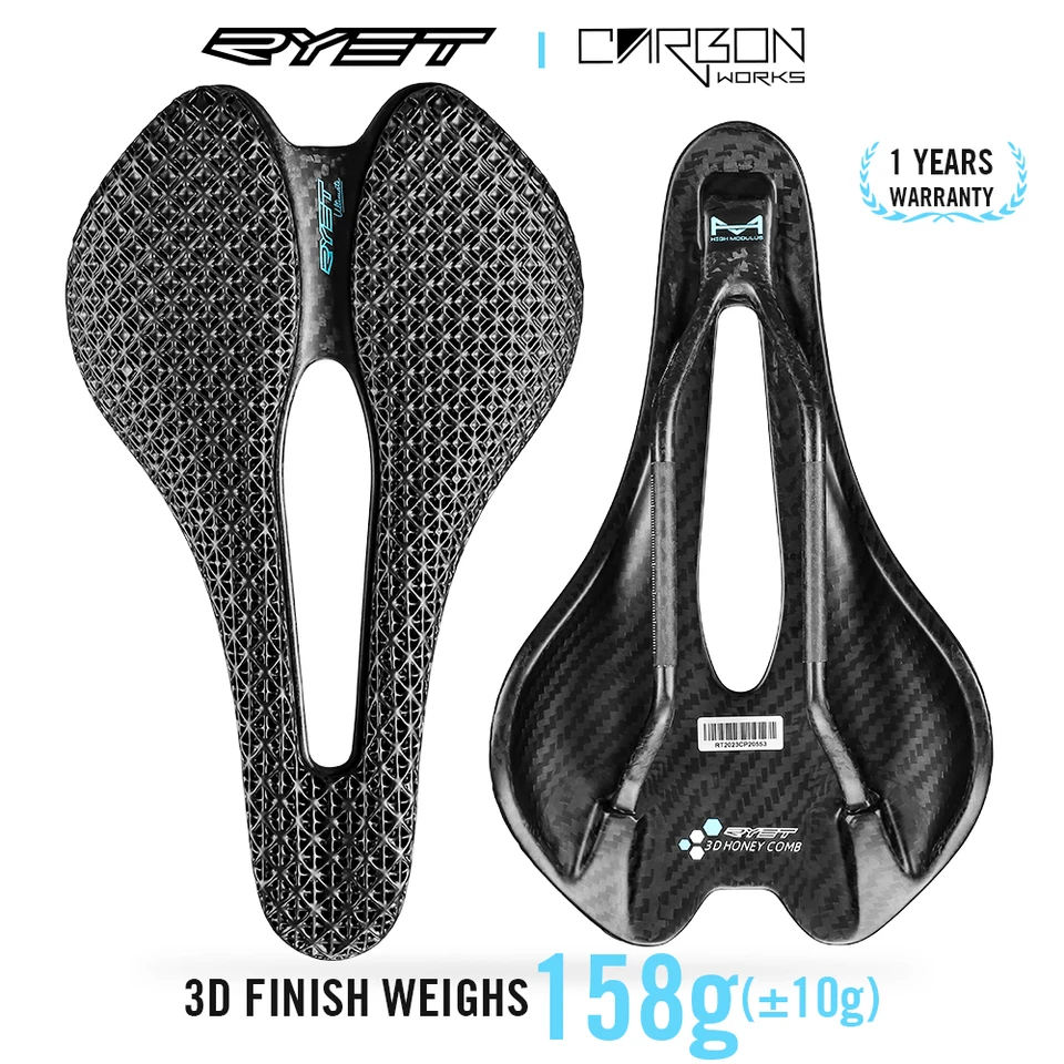 Ryet 3D tlačené bicykle sedlo ultralight Carbon Eva Saddle 245x145mm sedenie na bicykli pre MTB Gravel Road Bike Sedadlá cyklistické diely