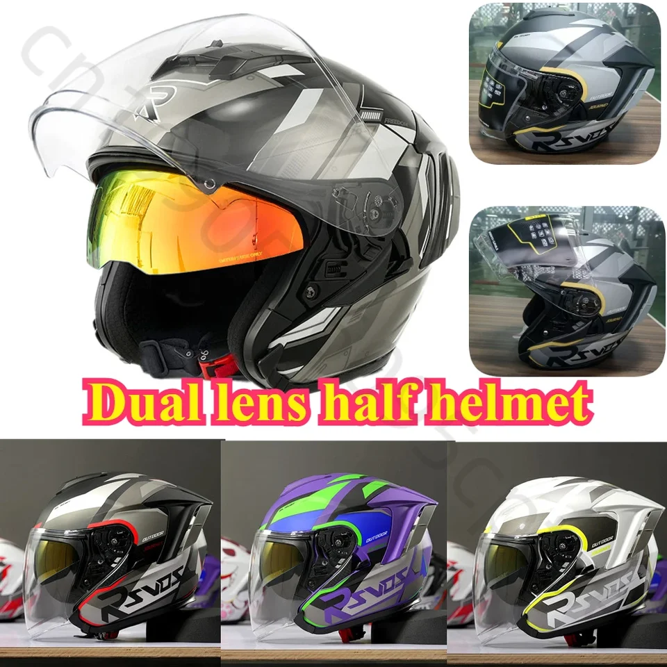 Ryzen RO-5 Motocyklová muži a ženy Troj štvrtiny Motocyklová polovica prilby po celú sezónu Univerzálna motocyklová prilba Casco Moto