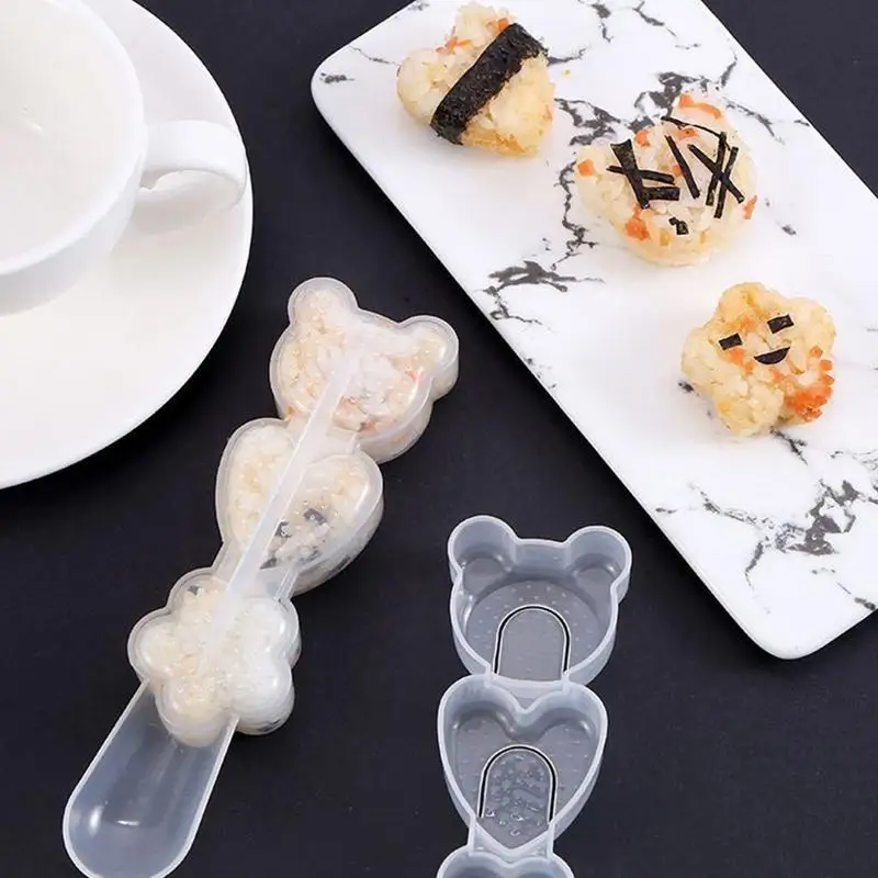 Ryžové gule výrobca karikatúra hviezdny srdcový medveď Shaker Folds for Food Funny Musubi Mold Sushi Nástroj pre domáce školské štúdio cestovanie