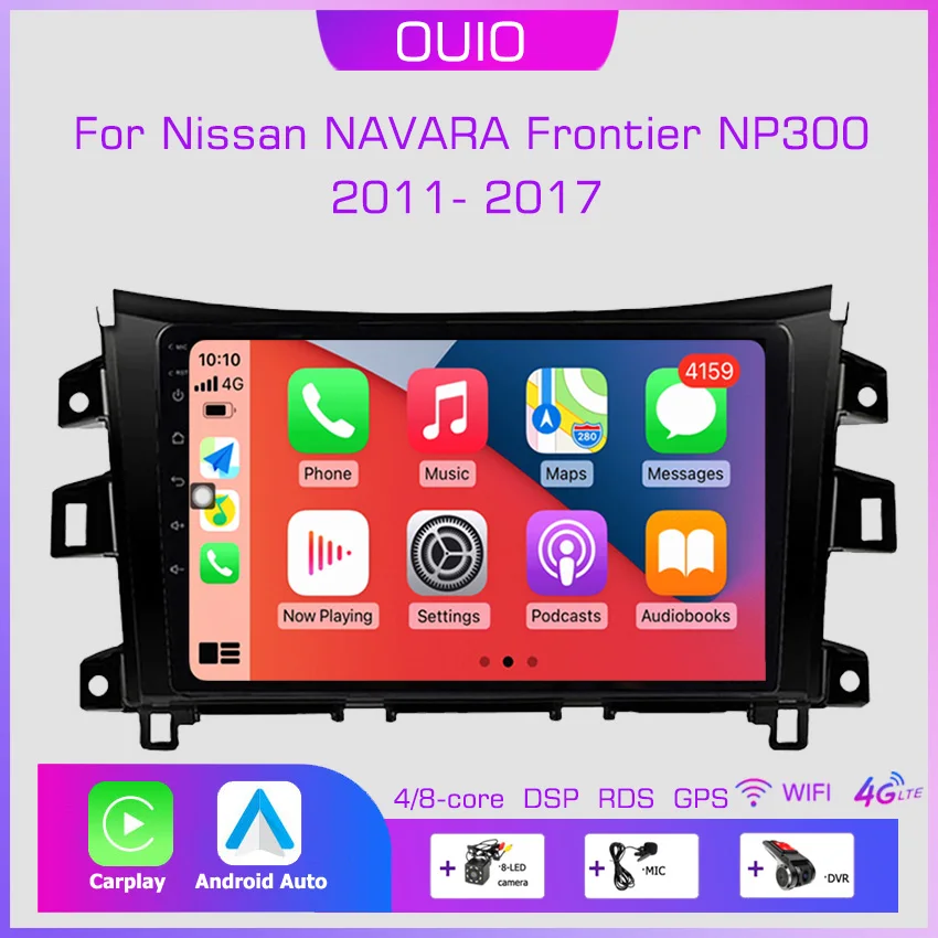 Rádio Android 13 pre Nissan Navara Frontier NP300 2011 - 2018 Car Stereo Multimedia Player CarPlay Auto GPS navigácia 2DIN