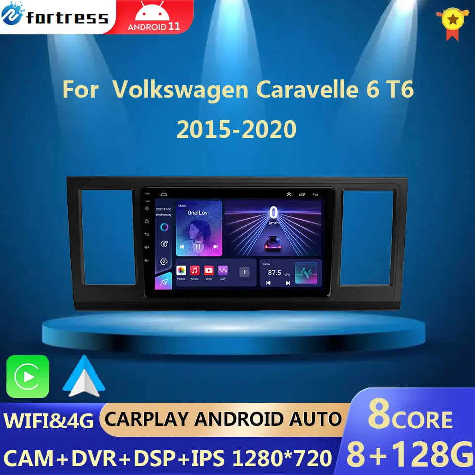 Rádio Android 13 pre VW Volkswagen Caravelle 6 T6 2015 - 2020 Stereofónny multimediálny hráč CarPlay Auto WiFi GPS navigácia 2DIN