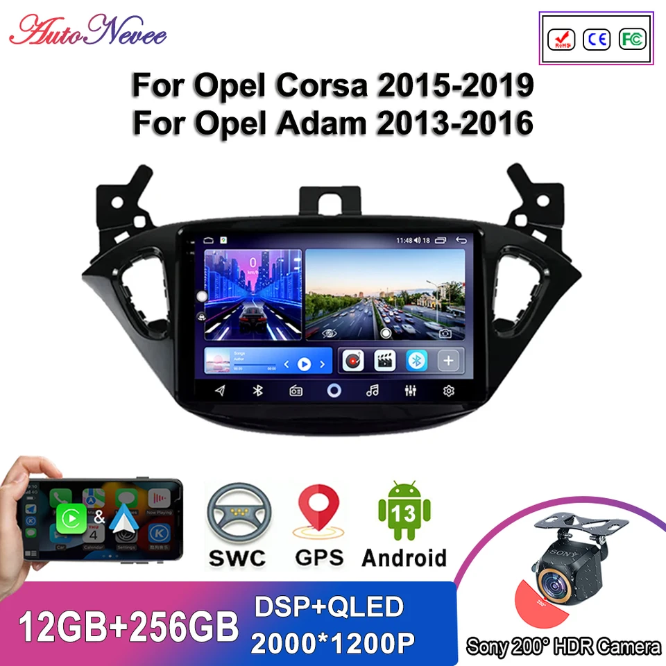 Rádio Android 14 pre Opel Corsa 2015-2019 pre Opel Adam 2013-2016 multimediálny hráč GPS navigácia Stereo Head Unit č. 2Din DVD