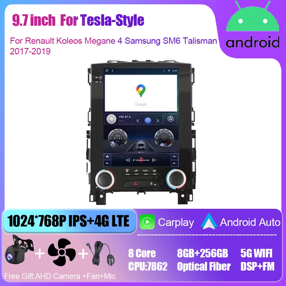 Rádio Android Auto Car pre Renault Koleos Megane 4 Samsung SM6 Talisman 2017-2019 Multimediálny hráč GPS navigácia č. 2Din DVD
