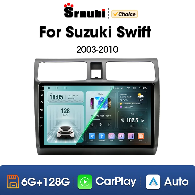 Rádio Car pre Suzuki Swift 2003 2004 2005 2006 2007 2008 2009 2010 Multimediálny hráč Android 12 CarPlay Stereo GPS DVD