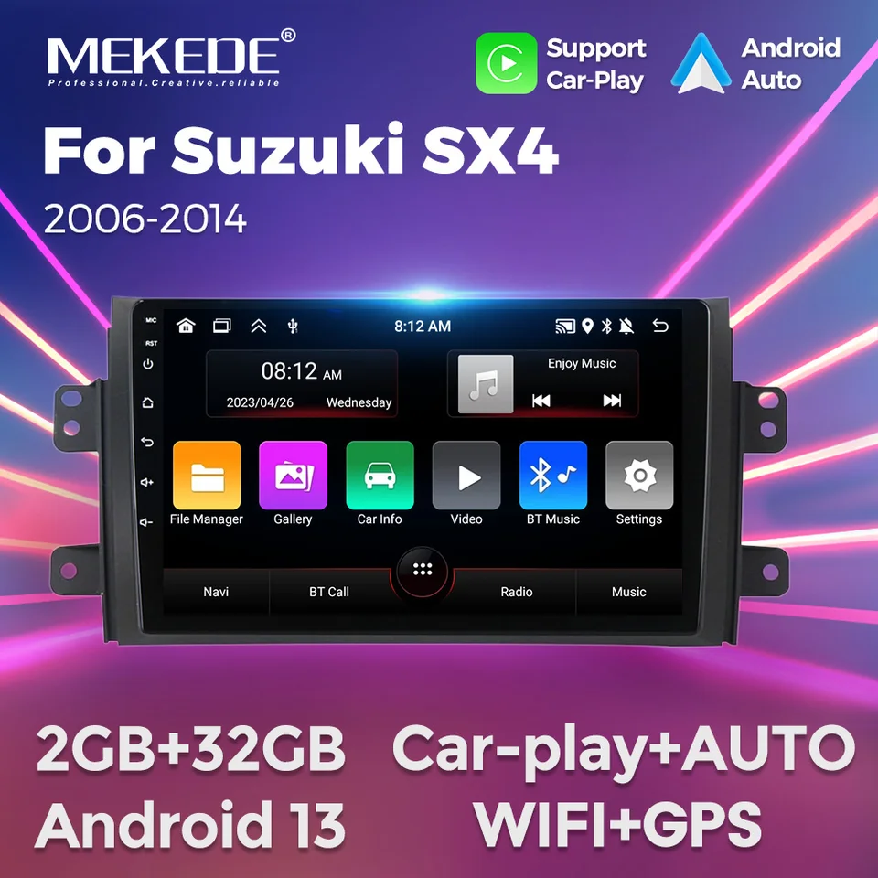 Rádio Mekede 2 Din Car pre Suzuki SX4 2006-2014 9inch Multimedia Player CarPlay Android Auto WiFi GPS BT CAR Intelligent System